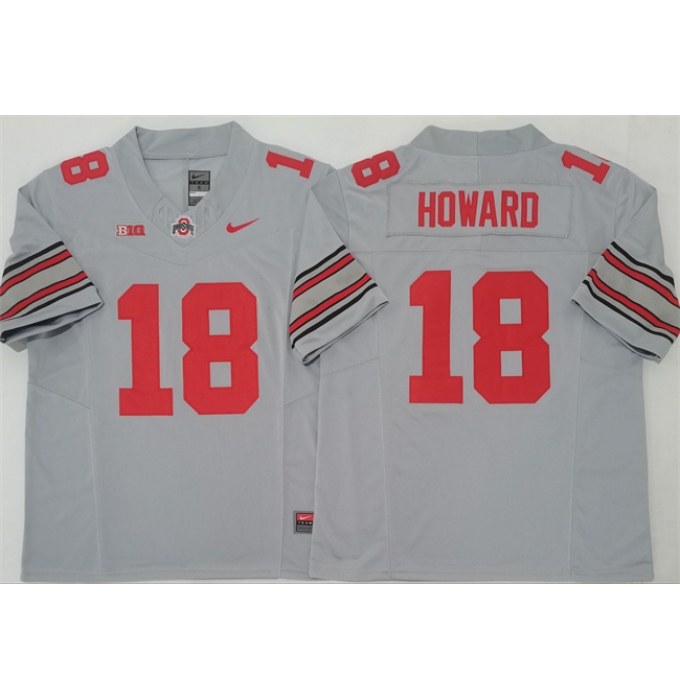 Men's Ohio State Buckeyes #18 Will Howard Gray 2025 F.U.S.E. Limited Stitched Jersey