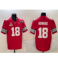 Men's Ohio State Buckeyes #18 Will Howard Red 2025 CFP Final With National Champions F.U.S.E. Vapor Limited Stitched Football Jersey