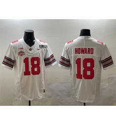 Men's Ohio State Buckeyes #18 Will Howard White 2025 CFP Final With National Champions F.U.S.E. Vapor Limited Stitched Football Jersey