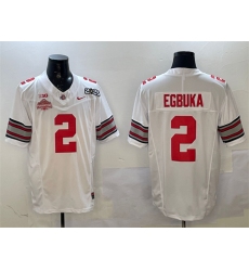 Men's Ohio State Buckeyes #2 Emeka Egbuka White 2025 CFP Final With National Champions F.U.S.E. Vapor Limited Stitched Football Jersey