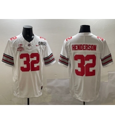 Men's Ohio State Buckeyes #32 TreVeyon Henderson White 2025 CFP Final With National Champions F.U.S.E. Vapor Limited Stitched Football Jersey