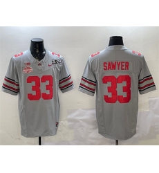 Men's Ohio State Buckeyes #33 Jack Sawyer Grey 2025 CFP Final With National Champions F.U.S.E. Vapor Limited Stitched Football Jersey