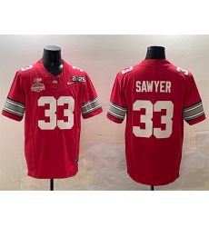 Men's Ohio State Buckeyes #33 Jack Sawyer Red 2025 CFP Final With National Champions F.U.S.E. Vapor Limited Stitched Football Jersey