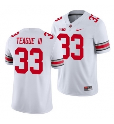 Men's Ohio State Buckeyes #33 Master Teague Iii White Game Jersey