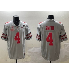 Men's Ohio State Buckeyes #4 Jeremiah Smith Grey 2025 CFP Final With National Champions F.U.S.E. Vapor Limited Stitched Football Jersey