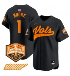 Men's Tennessee Volunteers #1 Christian Moore Black 2024 Champions Vapor Limited Stitched Jersey