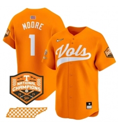 Men's Tennessee Volunteers #1 Christian Moore Orange 2024 Champions Vapor Limited Stitched Jersey