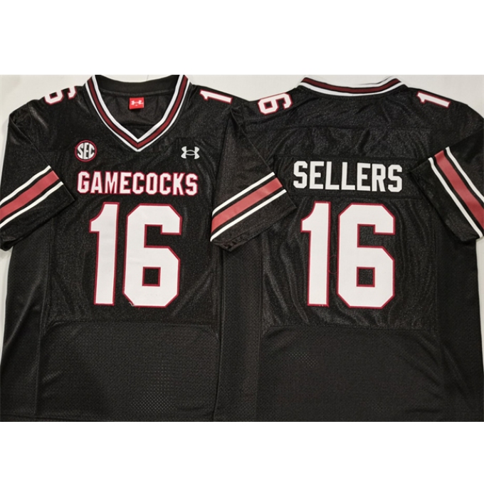 Men's South Carolina Fighting Gamecocks #16 LaNorris Sellers Black Stitched Jersey