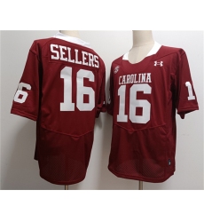 Men's South Carolina Fighting Gamecocks #16 LaNorris Sellers Garnet Stitched Jersey