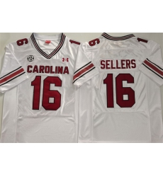 Men's South Carolina Fighting Gamecocks #16 LaNorris Sellers White Stitched Jersey