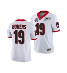 Men’s Georgia Bulldogs #19 Brock Bowers 2022 Patch White College Football Stitched Jersey