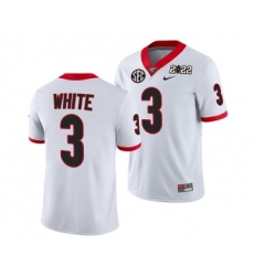 Men’s Georgia Bulldogs #3 Zamir White 2022 Patch White College Football Stitched Jersey