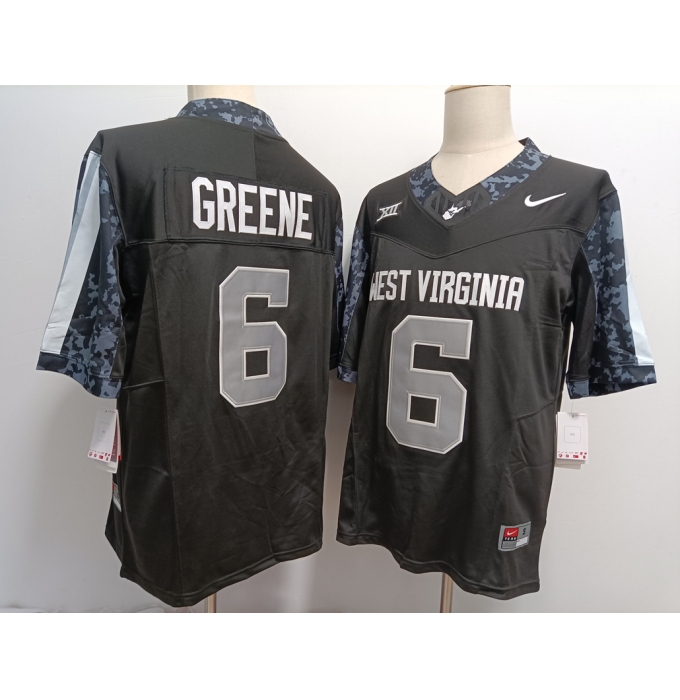 Men's West Virginia Mountaineers #6 Garrett Greene Black FUSE College Stitched Jersey