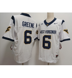 Men's West Virginia Mountaineers #6 Garrett Greene White FUSE College Stitched Jersey