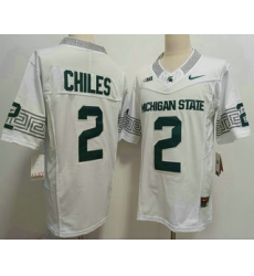 Men's Michigan State Spartans #2 Aidan Chiles White FUSE College Football Jersey