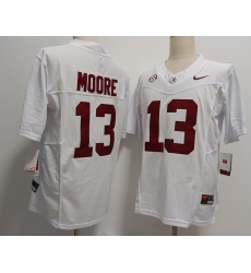 Men's Alabama Crimson Tide #13 Malachi Moore White FUSE College Stitched Jersey