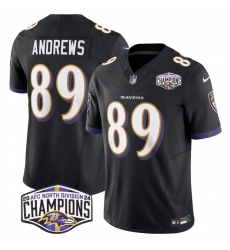 Men's Baltimore Ravens #89 Mark Andrews Black F.U.S.E 2024 AFC North Division Champions Vapor Limited Football Jersey