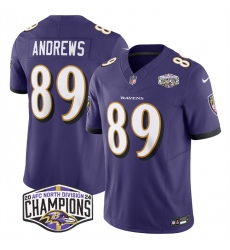 Men's Baltimore Ravens #89 Mark Andrews Purple F.U.S.E 2024 AFC North Division Champions Vapor Limited Football Jersey