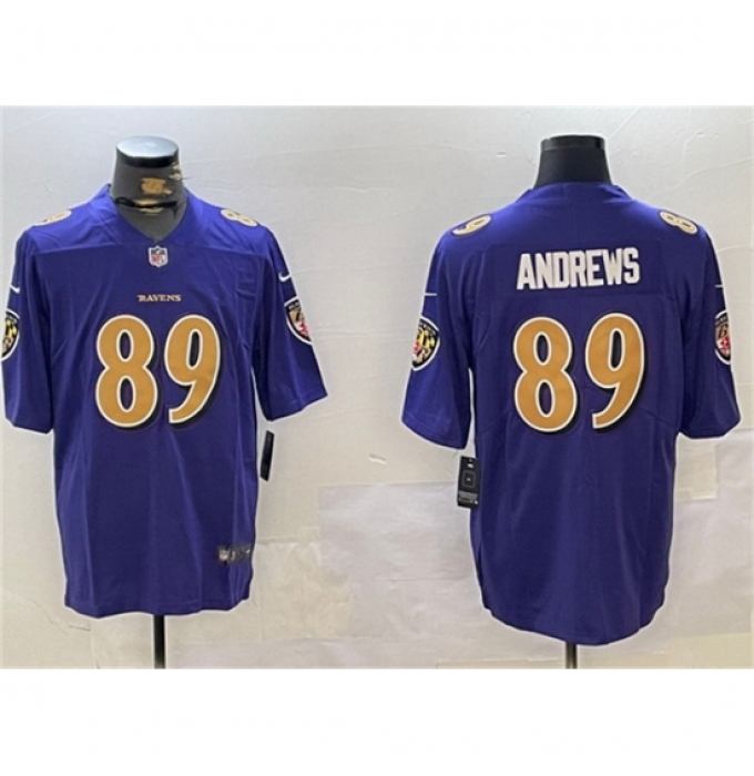 Men's Baltimore Ravens #89 Mark Andrews Purple Gold Vapor Untouchable Limited Football Jersey