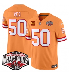 Men's Tampa Bay Buccaneers #50 Vita Vea Orange F.U.S.E. 2024 NFC South Champions With 3-Star C Limited Stitched Jersey