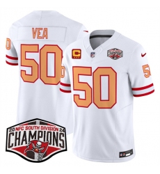 Men's Tampa Bay Buccaneers #50 Vita Vea White F.U.S.E. 2024 NFC South Champions With 3-Star C Limited Stitched Jersey