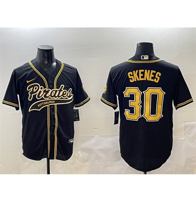 Men's Pittsburgh Pirates #30 Paul Skenes Black Cool Base Stitched Baseball Jersey