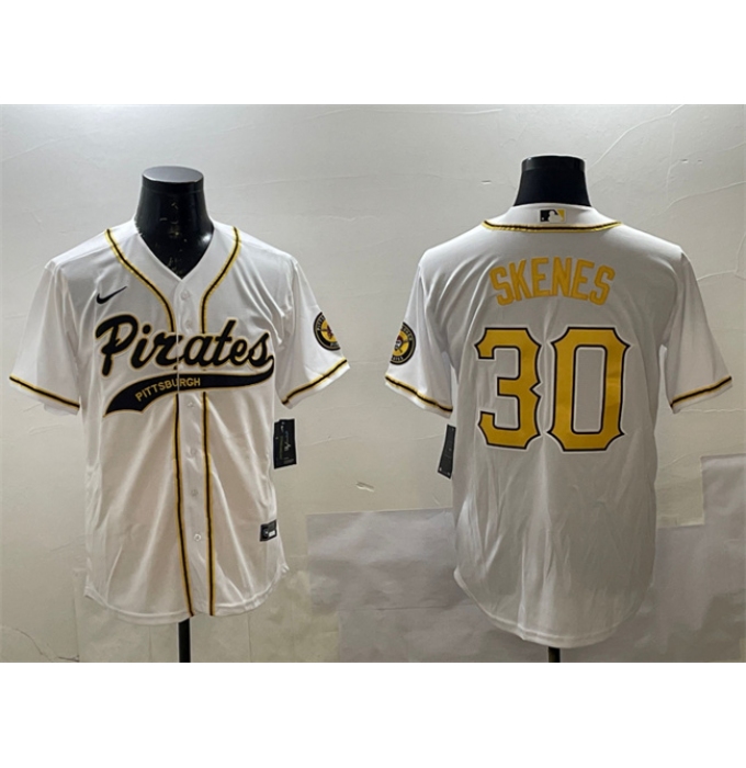 Men's Pittsburgh Pirates #30 Paul Skenes White Cool Base Stitched Baseball Jersey