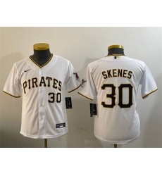 Youth Pittsburgh Pirates #30 Paul Skenes White With Cool Base Stitched Baseball Jersey