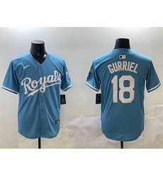 Men's Kansas City Royals #18 Yuli Gurriel Blue Cool Base Stitched Baseball Jersey