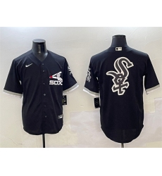 Men's Chicago White Sox Black Team Big Logo Cool Base Stitched Jersey