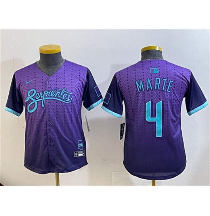 Youth Arizona Diamondbacks #4 Ketel Marte Purple 2025 City Connect Limited Stitched Baseball Jersey
