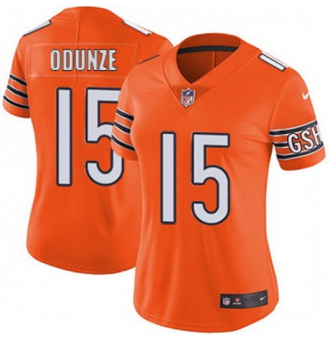 Women Chicago Bears #15 Rome Odunze Orange Vapor Stitched Jersey