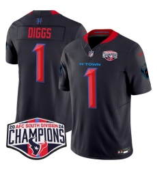 Men's Houston Texans #1 Stefon Diggs Navy 2nd Alternate F.U.S.E. 2024 AFC South Division Champions Vapor Limited Stitched Football Jersey