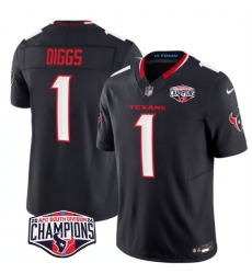 Men's Houston Texans #1 Stefon Diggs Navy F.U.S.E. 2024 AFC South Division Champions Vapor Limited Stitched Football Jersey