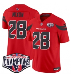 Men's Houston Texans #28 Joe Mixon Red F.U.S.E. 2024 AFC South Division Champions Vapor Limited Stitched Football Jersey