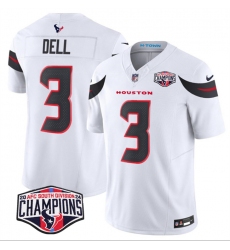 Men's Houston Texans #3 Tank Dell White F.U.S.E. 2024 AFC South Division Champions Vapor Limited Stitched Football Jersey