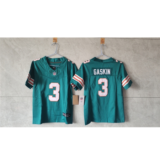 Women's Miami Dolphins #3 Myles Gaskin Aqua 2024 F.U.S.E Vapor Untouchable Stitched Jersey(Run Small)