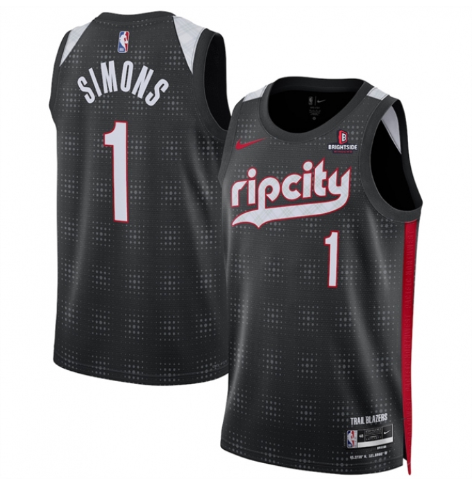 Men's Portland Trail Blazers #1 Anfernee Simons Black 2024-25 City Edition Edition Stitched Basketball Jersey