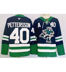 Men's Vancouver Canucks #40 Elias Pettersson Navy 2024 Reverse Retro Stitched Jersey