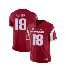 Arkansas Razorbacks 18 Jeremy Patton Red College Football Jersey