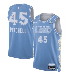 Men's Cleveland Cavaliers #45 Donovan Mitchell Light Blue 2024-25 City Edition Stitched Jersey