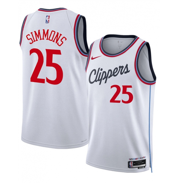 Men's Los Angeles Clippers #25 Ben Simmons White 2024-25 Stitched Jersey