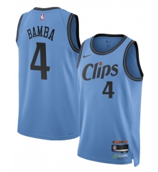 Men's Los Angeles Clippers #4 Mo Bamba Light Blue 2024-25 CityEdition Stitched Jersey