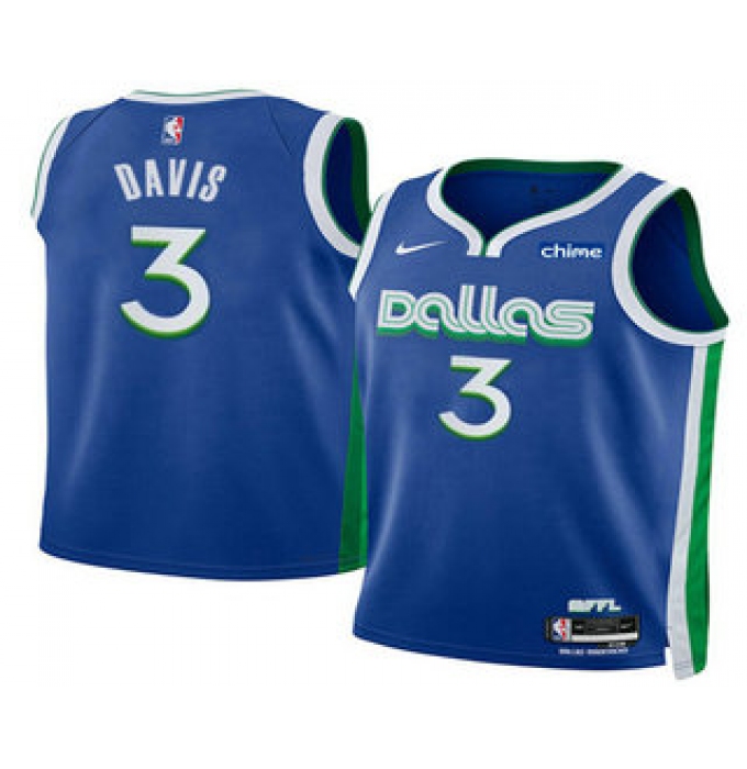 Men's Dallas Mavericks #3 Anthony Davis Blue 2025 City Edition Stitched Jersey