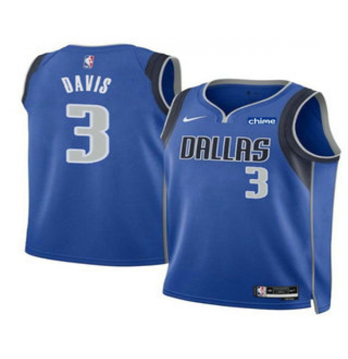 Men's Dallas Mavericks #3 Anthony Davis Blue 2025 Icon Edition Stitched Jersey