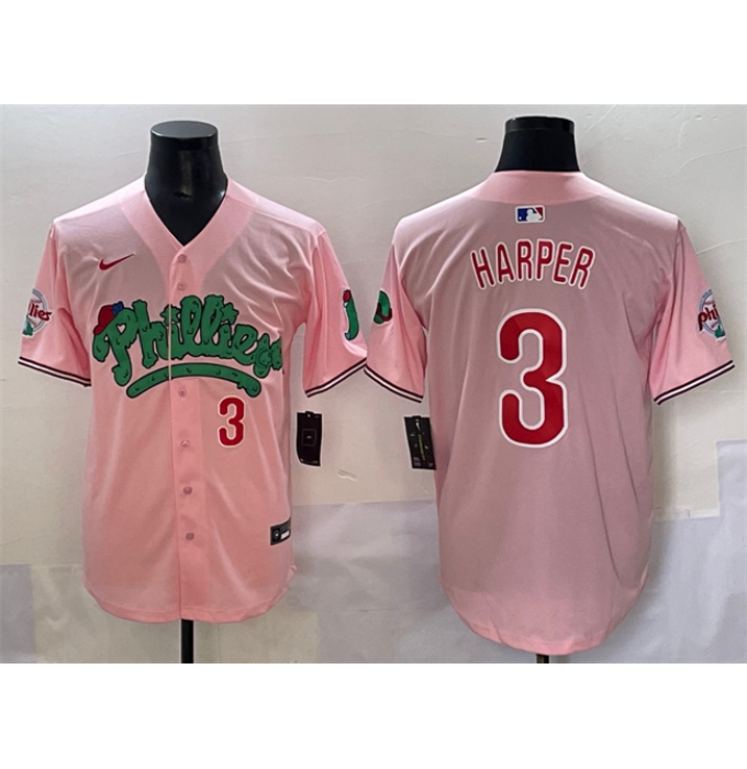 Men's Philadelphia Phillies #3 Bryce Harper Pink Phanatic Limited Stitched Jersey