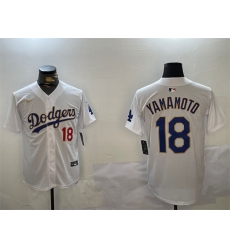 Men's Los Angeles Dodgers #18 Yoshinobu Yamamoto White Gold Home Limited Stitched Baseball Jerseys