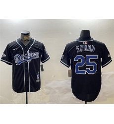 Men's Los Angeles Dodgers #25 Tommy Edman Black 2024 World Series Champions Limited Stitched Baseball Jersey