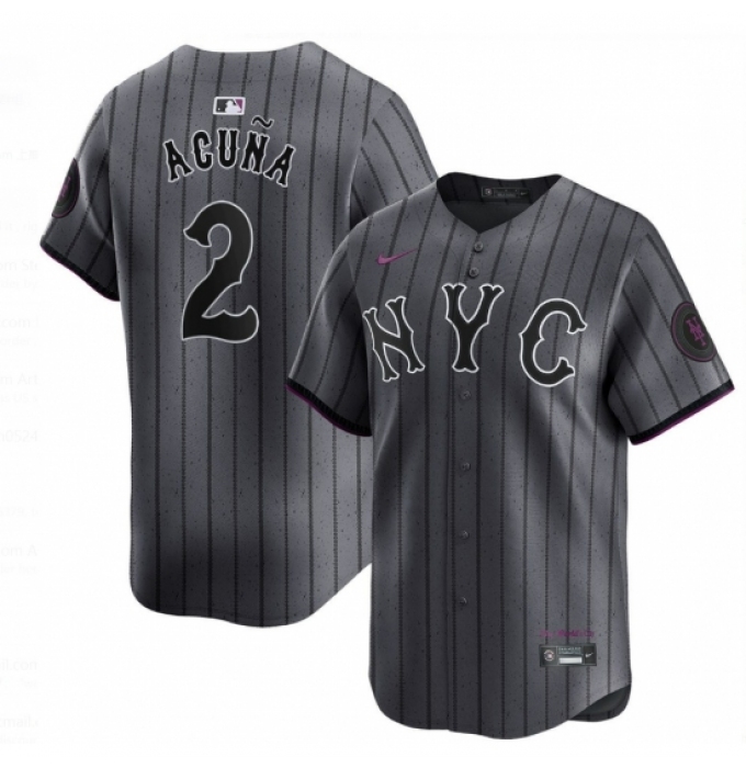 Men New York Mets Acuna #2 City Connect Stitched MLB Jersey