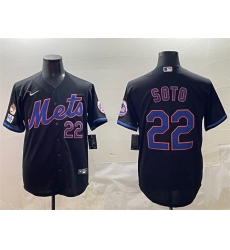 Men's New York Mets #22 Juan Soto Black 2025 Spring Training Cool Base Stitched Baseball Jersey